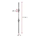 Twist Double Basket Bar for wrought iron gate 16x16mm H 1000mm long - Zinc Plated.webp