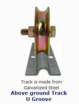 Galvanised steel U Groove Above Ground Floor Track for Sliding Gates 1 Meters.webp