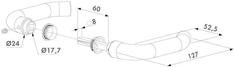 Aluminium Gate Handle Locinox 3006D with 8mm square 60 mm spindle.webp