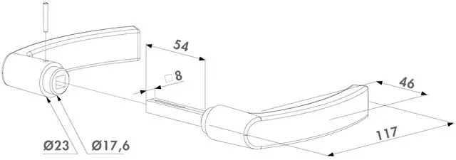 Polyamide Gate Handle Locinox 3006P with 8mm square 54 mm spindle.webp