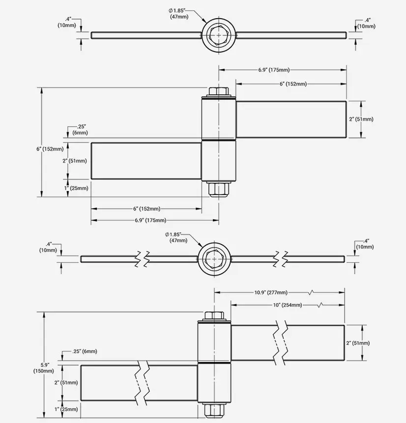 Heavy Duty Weld On Strap Hinges 152mm BadAss  - Each (1).webp