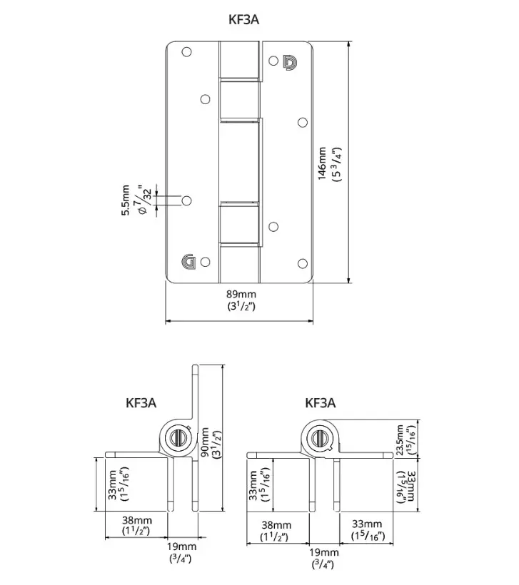 Kwikfit Aluminium Hinges Wall to Gate Self Closing  - pair (1).webp