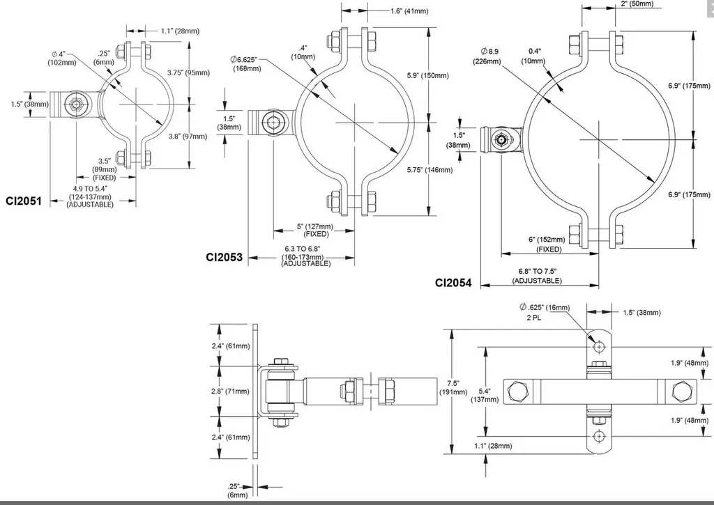 Round to Square Post & Gate 200mm Badass Bolt on Hinges - Each.webp