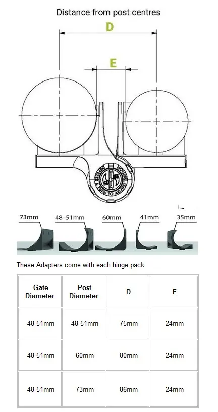 TruClose Heavy Duty Self Closing Hinge for Round Post 60kg TCHDRND2S3 Series 3 - Pair (2).webp