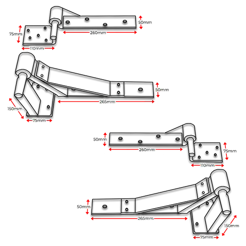 Heavy Duty Rising hinges or Up Hill Hinges Type B for Swing Gates- Both (LH & RH) .webp