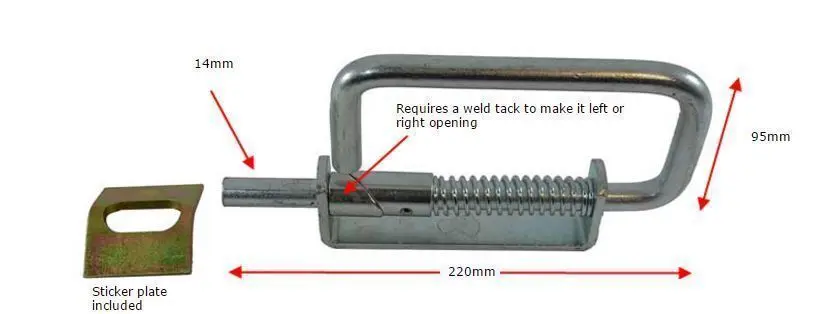 Heavy Duty Spring Loaded slam latch-slam catch Lock with 20mm Weld on hinges.webp