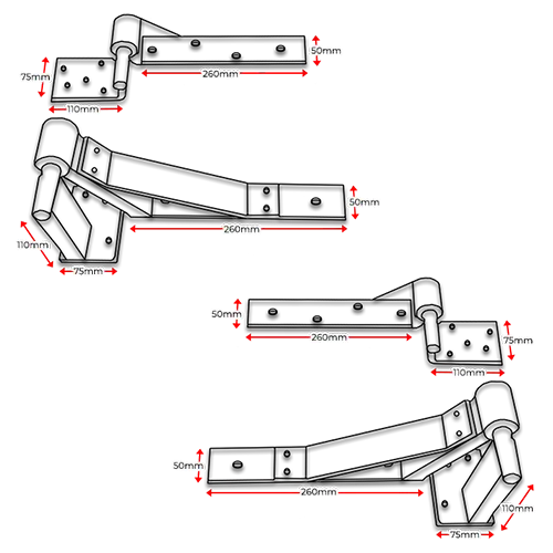Heavy Duty Rising hinges or Up Hill Hinges Type A for Swing Gates- Both (LH & RH)  (1).webp