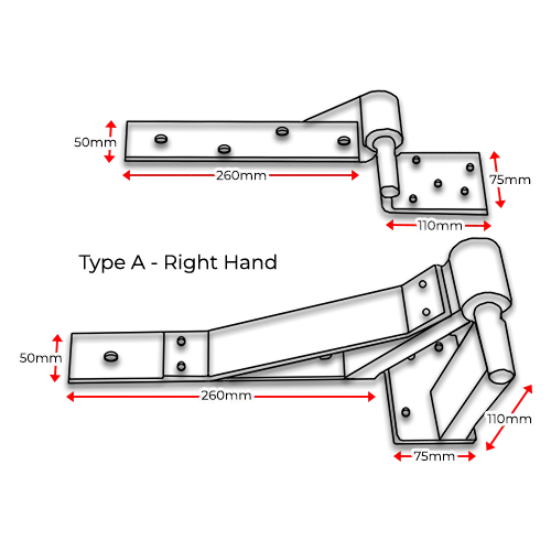 Swing Gate Rising Hinge or Up Hill Hinge Type A for Right Hand Side .webp