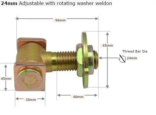 Swing Gate Hinge Adjustable 24mm pin with Rotating - pair  (4).webp