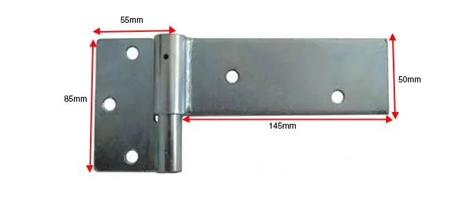 Short Heavy Duty Timber Swing Gate Strap Hinges 145x50mm 14mm pin LH Pair.webp