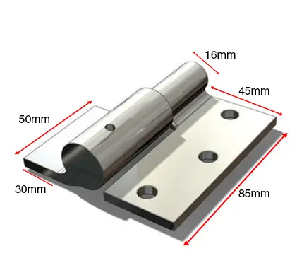 Swing Gate Weld to Screw hinge 16mm LH - pair - Zinc plated.webp