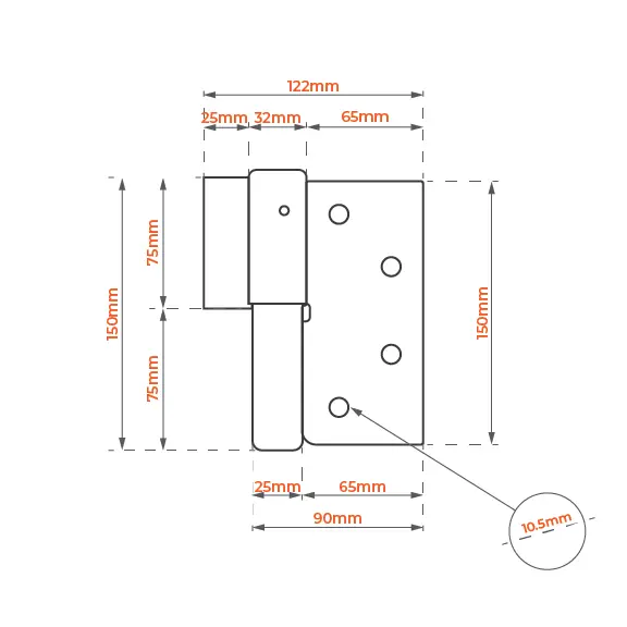 Heavy Duty Swing gate Weld to Screw  hinge 25mm RH - pair - - Zinc plated.webp