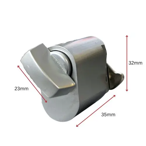 Oval Key Barrel, 35mm Half Cylinder, Turn Snib - Satin Chrome.webp