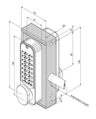 Gatemaster Super Lock Single Sided Keypad to fit 10-30mm gate frame LH.webp