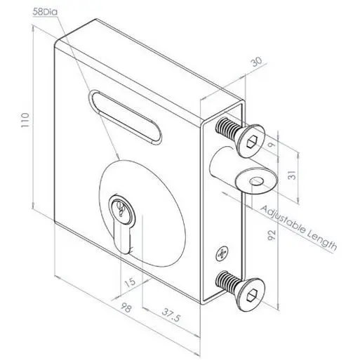 Swing Gate Bolt on Lock  Keylatch to fit  40-60mm Gate Frames.webp