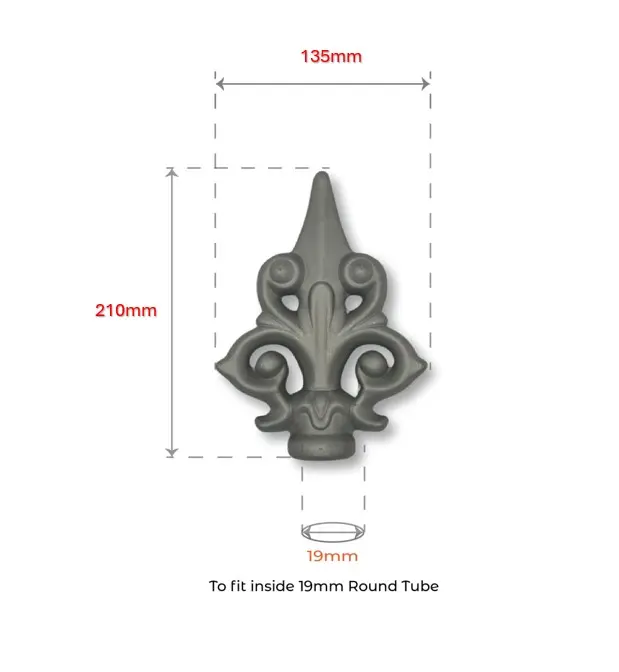 Aluminium Fence Spear_ Brunswick Princess Female (Large) Round to fit over 19mm Round Tube.webp