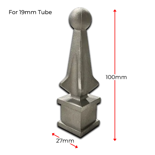 [MS803] Aluminium Fence Spear_ Cardinal Female Square Base to fit 19mm Round Tube.webp