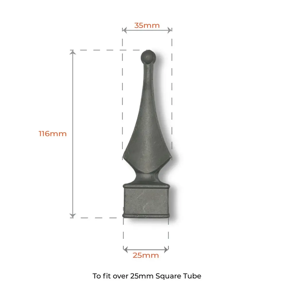 Aluminium Fence Spear_ Jasmine Female to fit over 25mm Square.webp