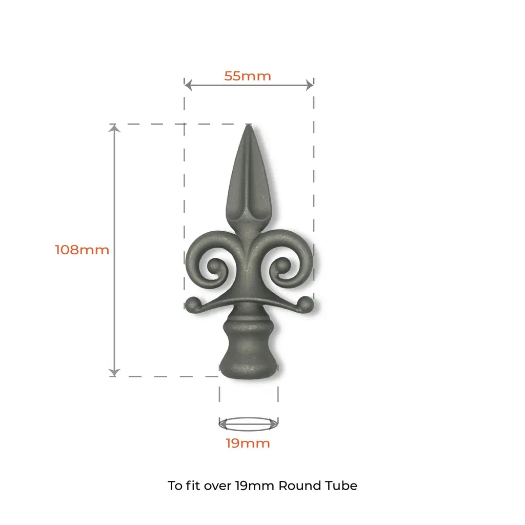 Aluminium Spear Top Jester female for Round Tube size 19mm .webp