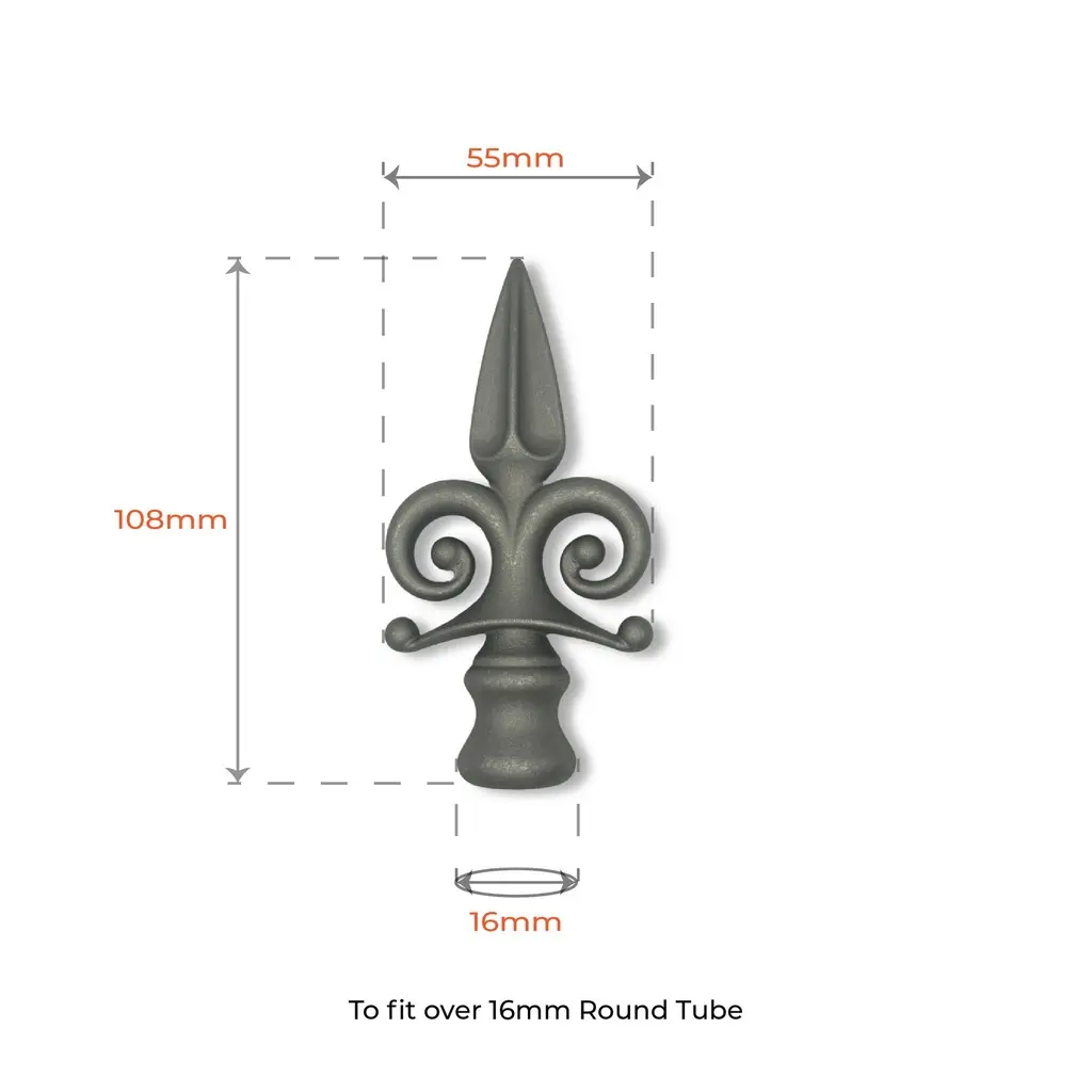 Aluminium Spear Top Jester female for Round Tube size 16mm  (1).webp