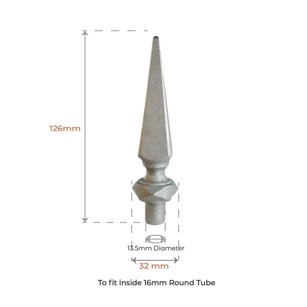 Aluminium Fence Spear_ Knight Male to fit inside 16mm Round Tube.webp