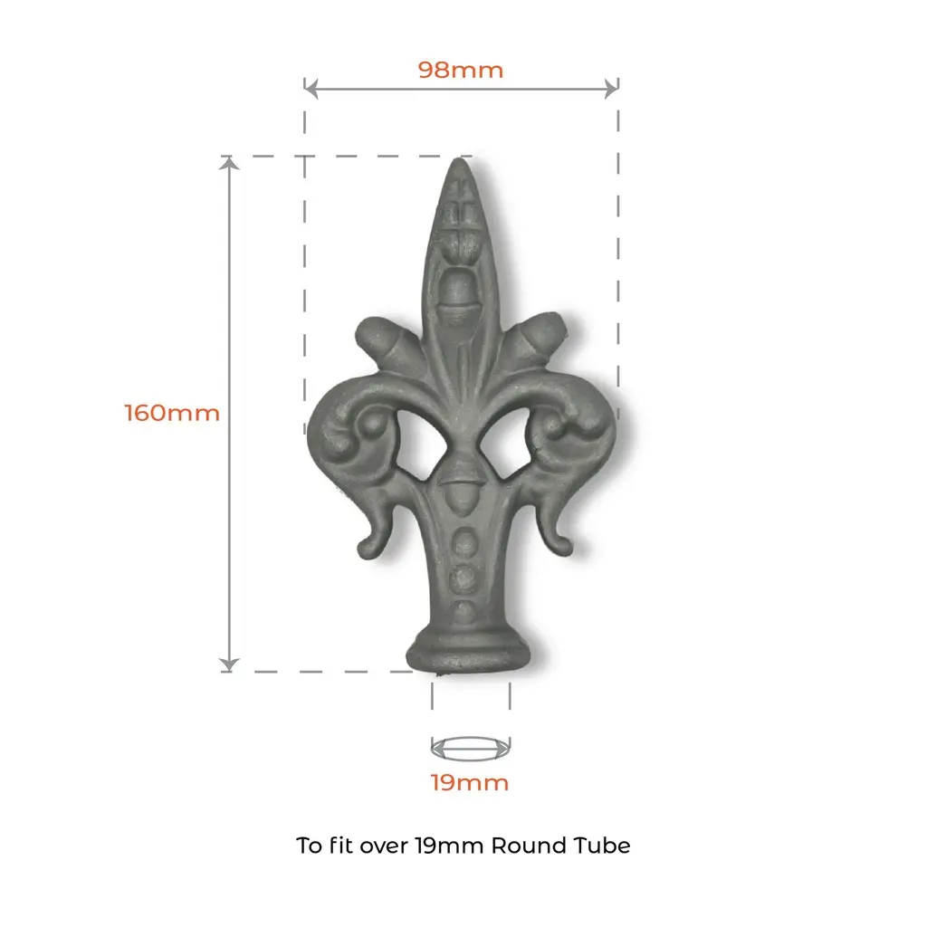 Aluminium Spear Top female for tube 19mm Round MS824.webp
