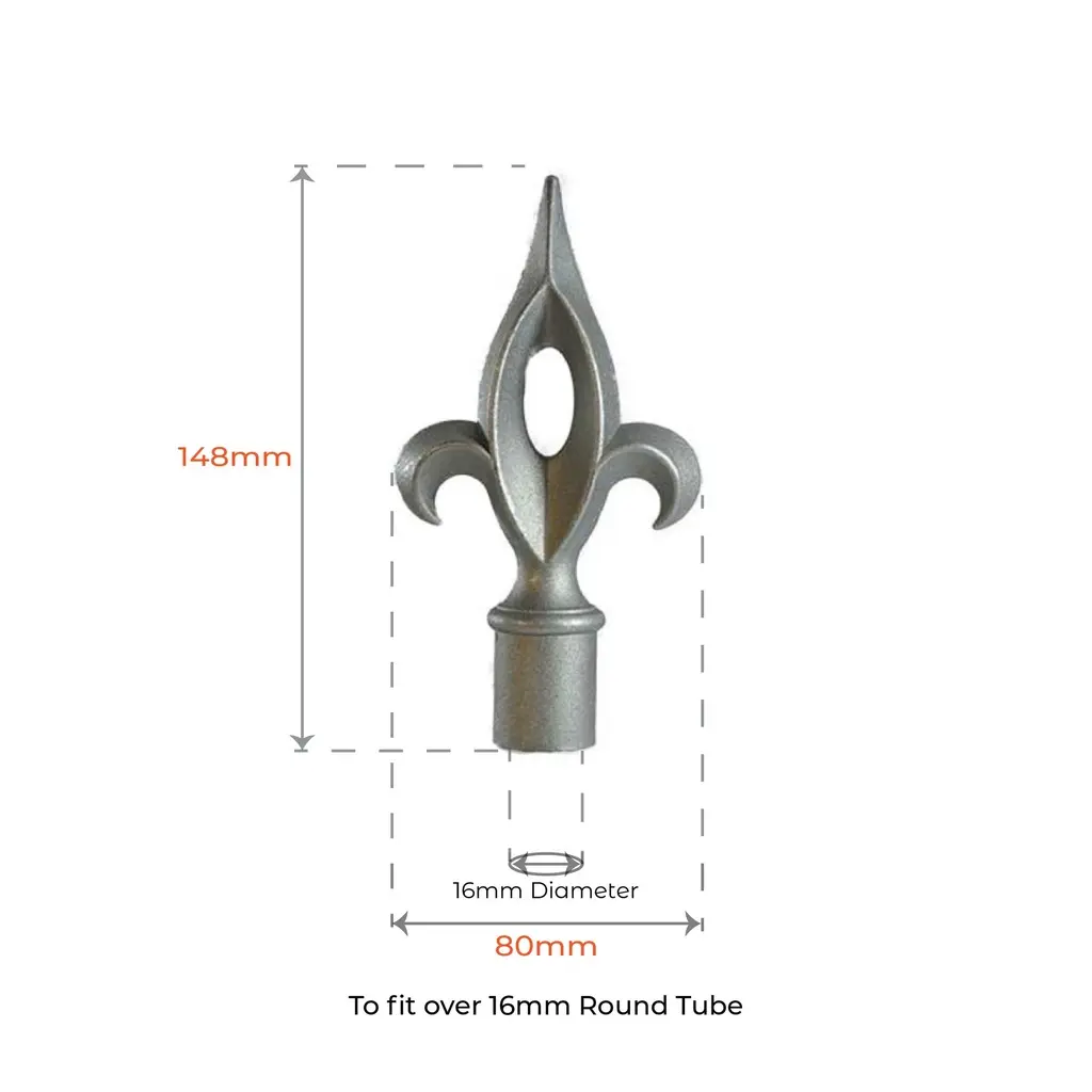 Aluminium Spear Top - Picket Fence Victoria Female Round16 mm .webp