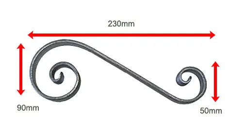Gate & Fencing SS - Scroll  230x90x50x20x6mm.webp