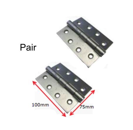 Stainless Steel Butt Hinges - 100x70x2.5mm, Chrome Finish - Pair