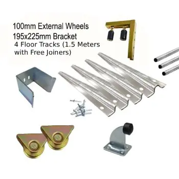 DIY Sliding Gate Kit - 100mm External Wheels x Large Bracket x 4 of 1.5m Tracks + Free Joiners