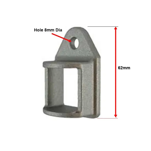 [BKRB510] Aluminium Fence Rail Bracket, 25x25mm Tube, Single Lug, 1 Hole