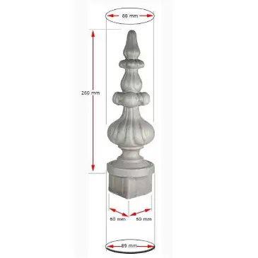 [MS928] Aluminium Fence Spear Tall: Cedar Male for 65x65mm post SHS