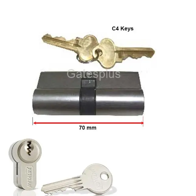[FK379] Euro Key Barrel 70mm 5 Pin Double keyed Cylinder C4- Chrome - Key different.