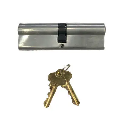 [FK379] Euro Key Barrel 70mm 5 Pin Double keyed Cylinder C4- Chrome - Key different.