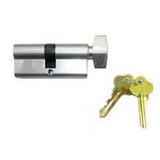 [KB701] Euro Key Barrel, 70mm Full Cylinder, Keyed Different with Turn Snib - Satin Chrome