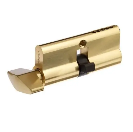 Euro Key Barrel, 70mm Full Cylinder, Keyed Different with Turn Snib - Brass