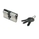Euro Key Barrel, 54mm Full Cylinder, Keyed Different - Bright Chrome