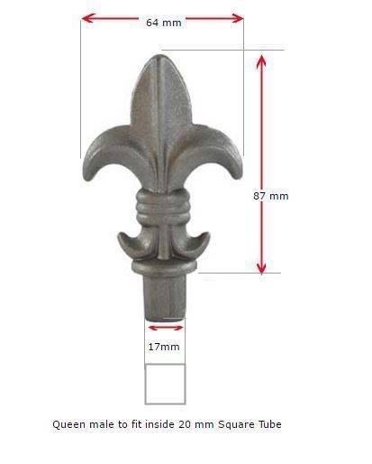 [MS743] Aluminium Fence Spear: Queen Male for Square 20x20mm post SHS
