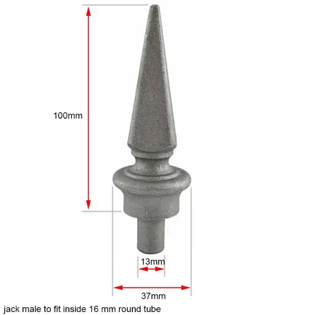 [MS760] Aluminium Fence Spear: Jack Male to fit inside 16mm Round Tube