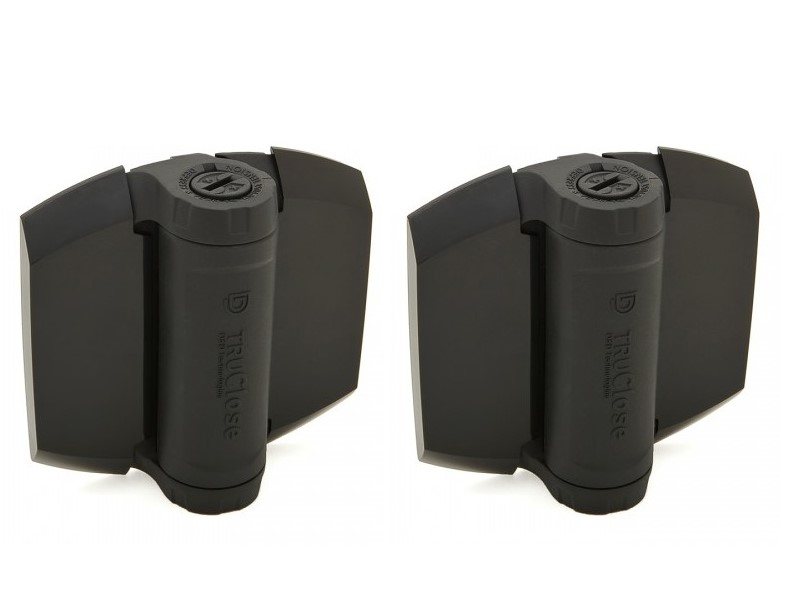 [HN764] D&D TruClose Adjustable Self Closing Hinges - 70kg, Black, For Metal/Vinyl/Wood, 19mm Gap, No Legs - Pair