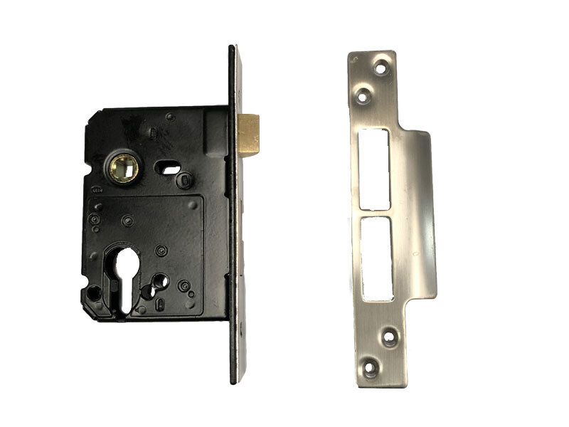 [FK330] Euro Insert Mortice Lock -  57mm Backset, Silver - For Swing Gates