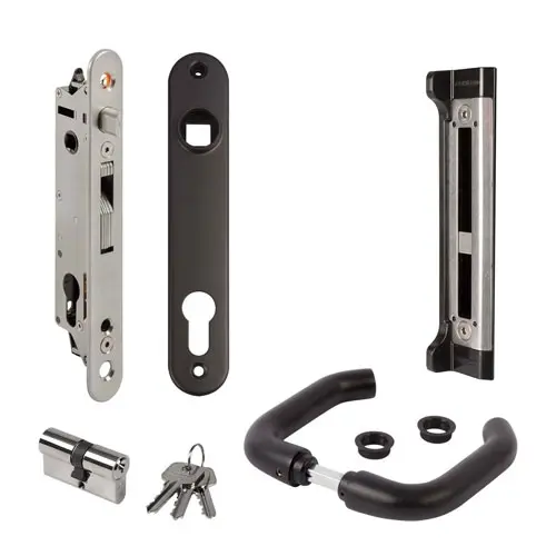 [MK531] Locinox FIFTYLOCK Euro Insert Mortice Lock - Complete Kit - 50x50 Frame, 30mm Backset, BLACK - For Swing Gates