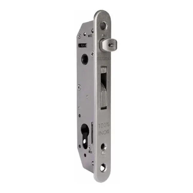[FK516] Locinox FIFTYLOCK Euro Insert Mortice Lock - 50x50 Frame, 30mm Backset, Silver - For Swing Gates