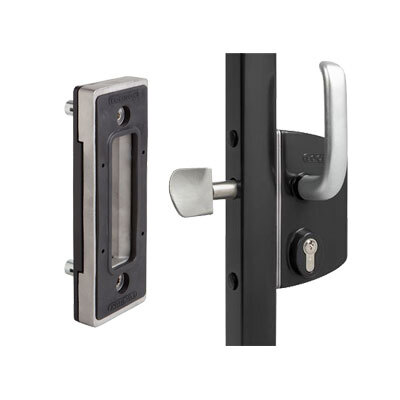 [FK827] 40 mm Manual Sliding Gate Lock profile Black colour -with Keep - Locinox