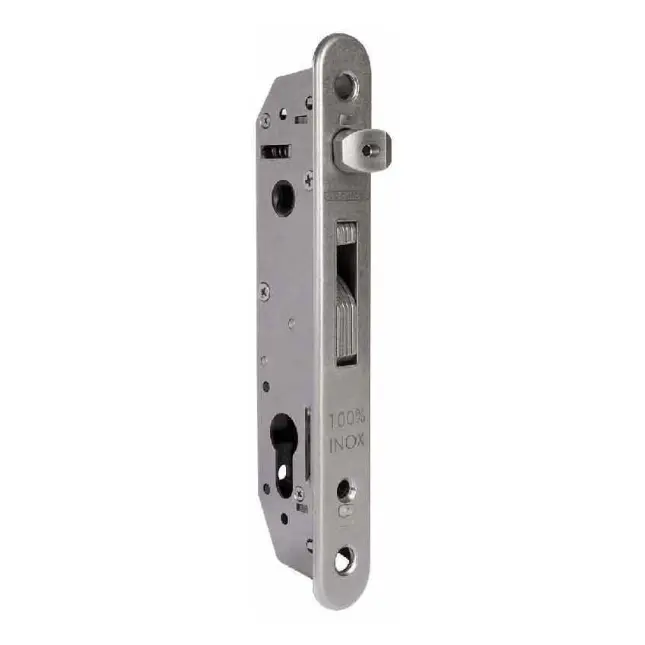 [FK503] Locinox SIXTYLOCK Euro Insert Mortice Lock - 65x65 Frame, 40mm Backset, Silver - For Swing Gates