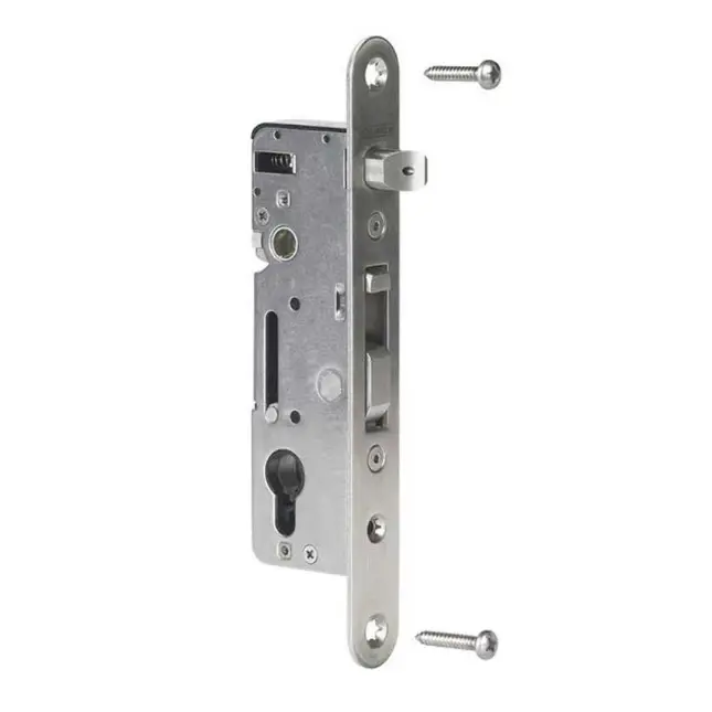 [FK507] Locinox H Metal (LB) Euro Insert Mortice Lock - 65x65 Frame, 35mm Backset, Silver - For Swing Gates