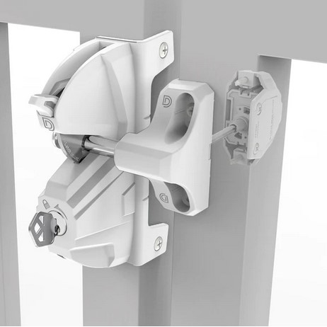 [FK429] D&D LokkLatch Deluxe Gate Latch- White Lock, Double Sided, Keyed Different