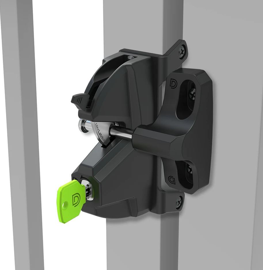 [FK424] D&D LokkLatch Plus Gate Latch- Black Lock, Double Sided, Keyed Different: LL3PWD