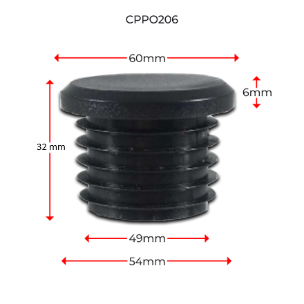 [CPPO206] Long Neck Plastic Round Cap 50NB or 60mm Black
