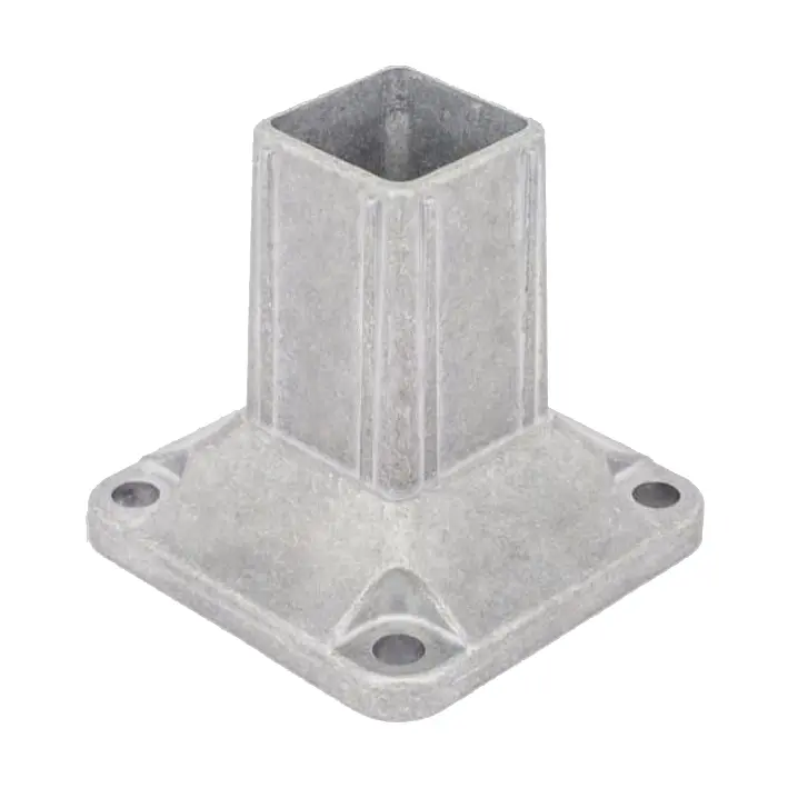 [SE205] Square Aluminium Base Post Insert: 50x50mm Post, 100x100x10mm Base, 4 Holes